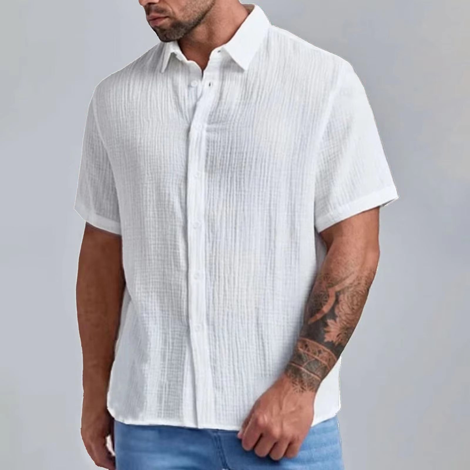 Cotton Linen Short Sleeve Shirt