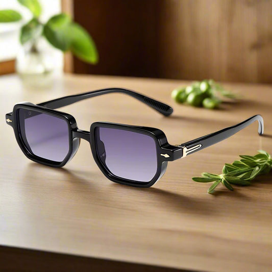 Retro Rectangle Rivets Men Punk Gradient Sunglasses Shades UV400 Fashion Olive Green Sun Glasses