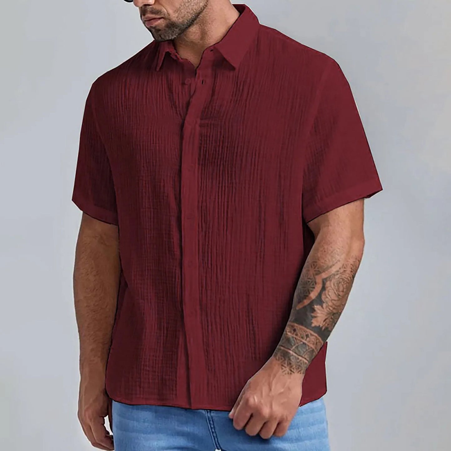 Cotton Linen Short Sleeve Shirt